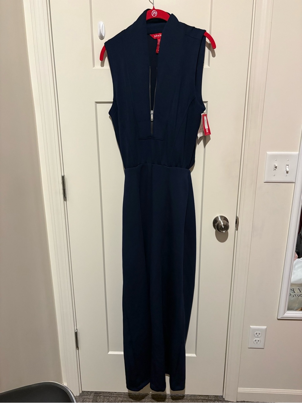 SPANX AirEssentials Shawl Collar Half Zip Jumpsuit SP Color:Timeless Navy NWT - Picture 4 of 8